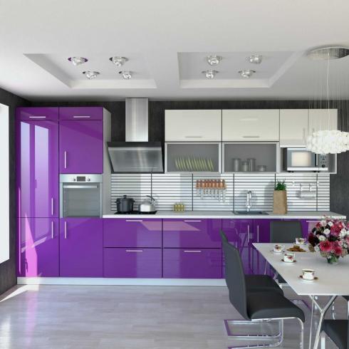Модульная кухня High Gloss/High Gloss ваниль лиловый металлик угловая foto 9