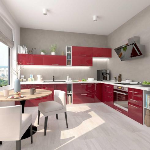 Модульная кухня High Gloss/High Gloss красный металлик глянец foto 7