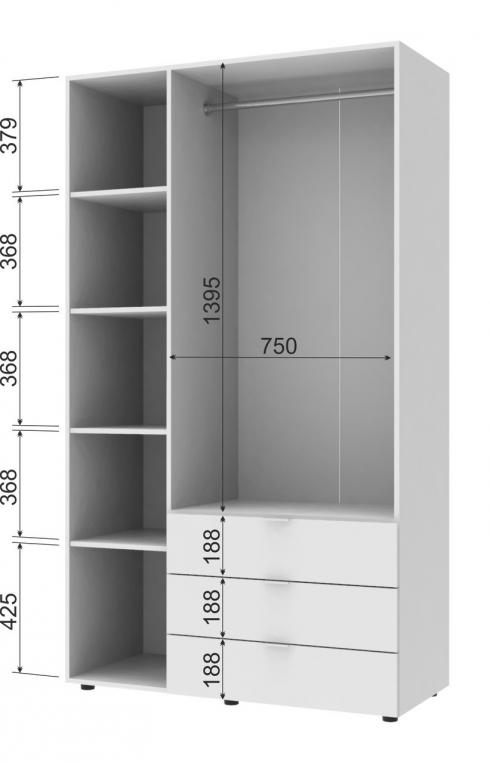 Распашной шкаф для одежды Doros Гелар комплект Белый 2+3 ДСП 193,7х49,5х203,4 foto 5