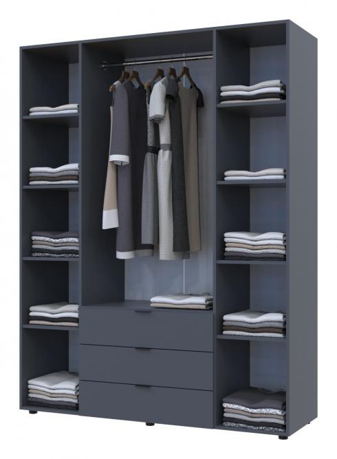 Распашной шкаф для одежды Doros Гелар Графит 4 ДСП 155х49,5х203,4 foto 3