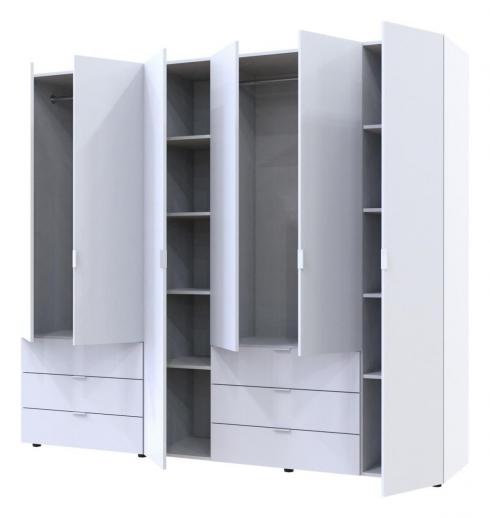 Распашной шкаф для одежды Doros Гелар комплект Белый 2+4 ДСП 232,5х49,5х203,4 foto 3