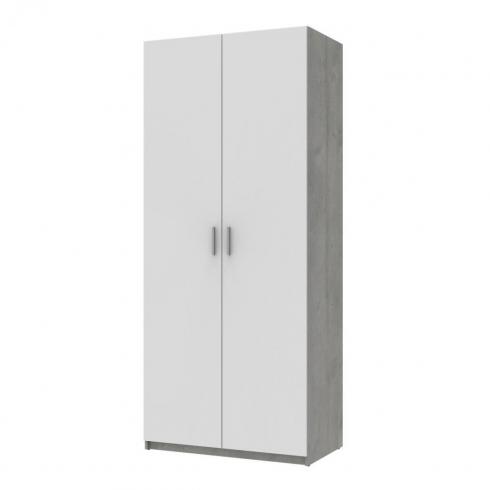 Распашной шкаф для одежды Doros Кен Бетон / Белый 2 ДСП 90х52х210